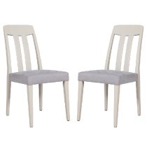 Mainz Taupe Wooden Dining Chairs With Fabric Seat In Pair