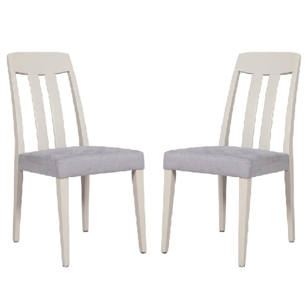 Mainz Taupe Wooden Dining Chairs With Fabric Seat In Pair