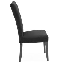 Pombo Charcoal Velvet Dining Chairs With Wooden Leg In Pair