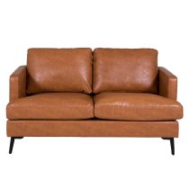 Jamaica Leather 2 Seater Sofa With Black Legs In Tan