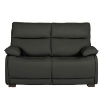 Laramie Leather 2 Seater Sofa With Oak Legs In Dark Grey