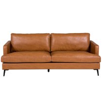 Jamaica Leather 3 Seater Sofa With Black Legs In Tan