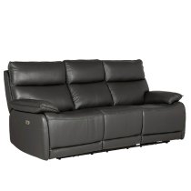 Laramie Leather 3 Seater Recliner Sofa In Dark Grey