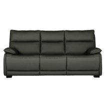 Laramie Leather 3 Seater Sofa With Oak Legs In Dark Grey