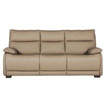 Laramie Leather 3 Seater Sofa With Oak Legs In Latte