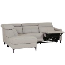 Nassau Leather LHF Corner Recliner Sofa In Stone