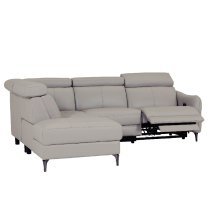 Nassau Leather LHF Corner Recliner Sofa In Stone