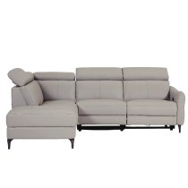 Nassau Leather LHF Corner Recliner Sofa In Stone