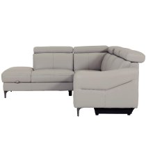 Nassau Leather LHF Corner Recliner Sofa In Stone