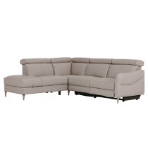 Nassau Leather RHF Corner Recliner Sofa In Stone