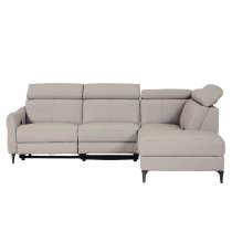 Nassau Leather RHF Corner Recliner Sofa In Stone