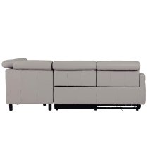 Nassau Leather RHF Corner Recliner Sofa In Stone