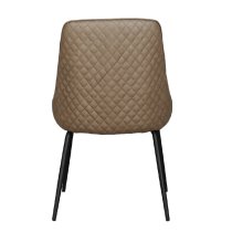 Santiago Biscuit Fabric Dining Chairs With Black Legs In Pair