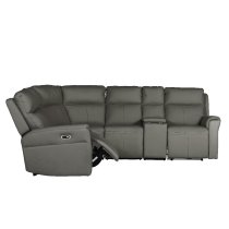 Rochester Leather Corner Electric Recliner Sofa In Ash