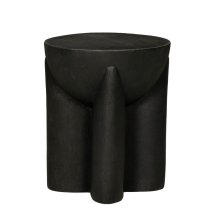 Xyaire Wooden Round Lamp Table In Black Concrete Effect