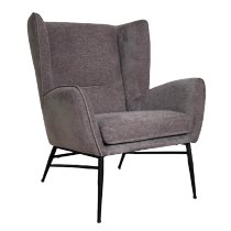 Zanesville Fabric Accent Bedroom Chair With Black Legs In Grey