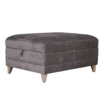 Texarkana Fabric Storage Ottoman With Oak Legs In Dark Grey