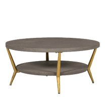 Telluride Wooden Round Coffee Table In Grey Concrete Effect