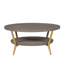 Telluride Wooden Round Coffee Table In Grey Concrete Effect