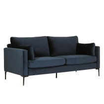 Waleska Fabric 3 Seater Sofa With Black Legs In Navy