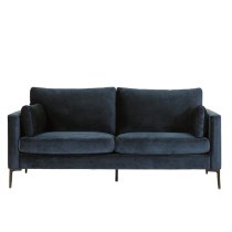 Waleska Fabric 3 Seater Sofa With Black Legs In Navy