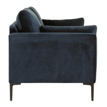 Waleska Fabric 3 Seater Sofa With Black Legs In Navy