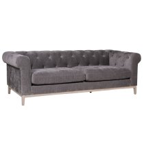 Texarkana Fabric 3 Seater Sofa With Oak Legs In Dark Grey