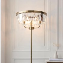 Allston Clear Glass Floor Lamp In Antique Brass