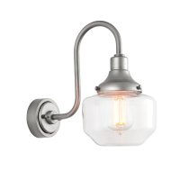 Aberdeen Clear Glass Outdoor Wall Light In Brushed Nickel