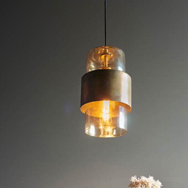 Allston Champagne Glass Shade Pendant Ceiling Light In Brass