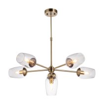 Allston 6 Lights Glass Shade Pendent Ceiling Light In Brass