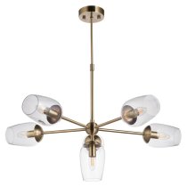 Allston 6 Lights Glass Shade Pendent Ceiling Light In Brass