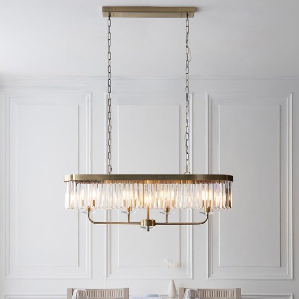 Allston Faceted Glass Linear Pendant Ceiling Light In Brass