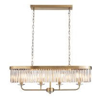 Allston Faceted Glass Linear Pendant Ceiling Light In Brass