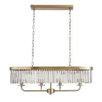 Allston Faceted Glass Linear Pendant Ceiling Light In Brass