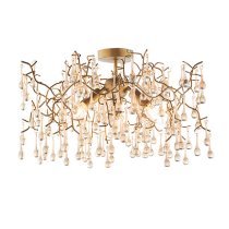 Aberdeen Glass Semi-Flush Ceiling Light In Aged Gold