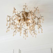 Aberdeen Glass Semi-Flush Ceiling Light In Aged Gold