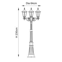 Belleville Clear Glass Tall 3 Lights Lamp Post In Matt Black