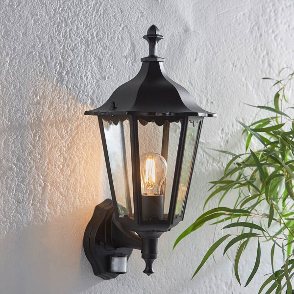 Belleville Large Clear Glass Shade Outdoor Wall Light In Black