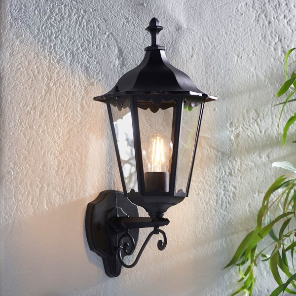 Belleville Small Clear Glass Shade Outdoor Wall Light In Black