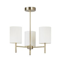 Bryan Fabric Shade 3 Lights Semi-Flush Pendant Light In Brass