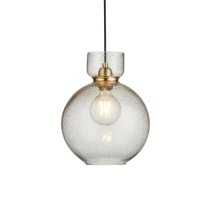 Caneadea Clear Glass Round Pendant Ceiling Light In Brass