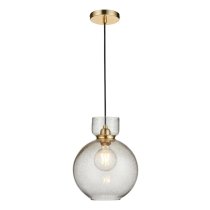 Caneadea Clear Glass Round Pendant Ceiling Light In Brass