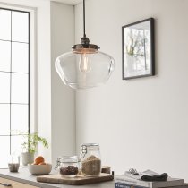 Crowley Clear Glass Pendant Ceiling Light In Bright Nickel