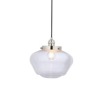 Crowley Clear Glass Pendant Ceiling Light In Bright Nickel