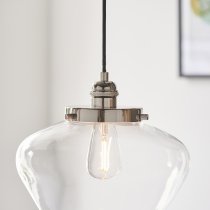 Crowley Clear Glass Pendant Ceiling Light In Bright Nickel