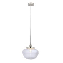 Crowley Clear Glass Pendant Ceiling Light In Bright Nickel