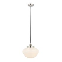 Crowley Opal Glass Pendant Ceiling Light In Bright Nickel