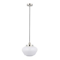 Crowley Opal Glass Pendant Ceiling Light In Bright Nickel