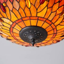 Dearborn Tiffany Glass Flush Ceiling Light In Orange And Red